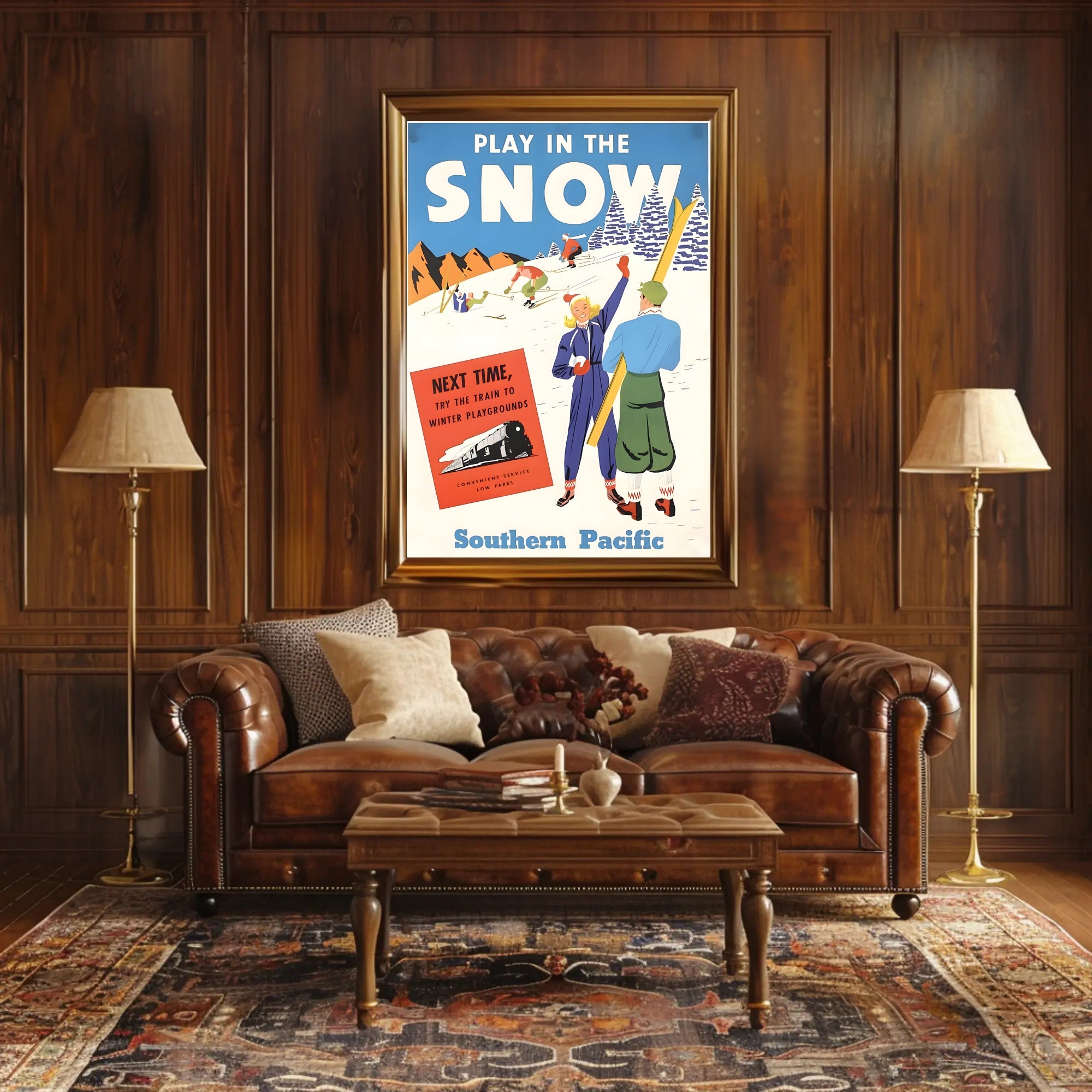 Play in the Snow with Southern Pacific Poster PosterGoat