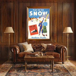 Play in the Snow with Southern Pacific Poster PosterGoat