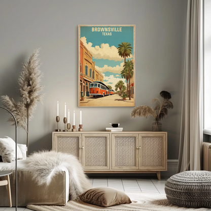 Brownsville Texas American Scene Art Vintage Travel Poster