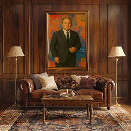 Man in Suit with Vibrant Abstract Background - Artistic Poster