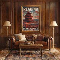 Reading Pennsylvania Pagoda Vintage Travel Poster