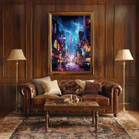 Futuristic Neon Metropolis: Cyberpunk Cityscape Poster