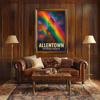 Allentown Clock Tower Vibrant Modern Art Urban Cityscape Rainbow Gradient Poster