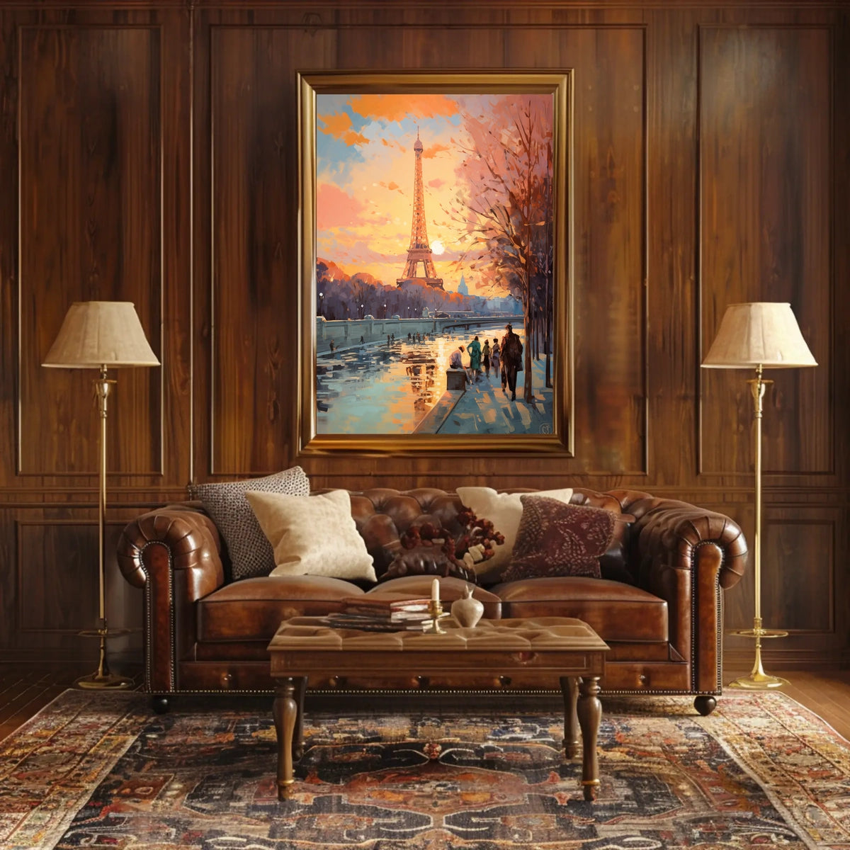 Eiffel Tower Sunset in Paris Travel Poster