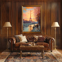 Eiffel Tower Sunset in Paris Travel Poster