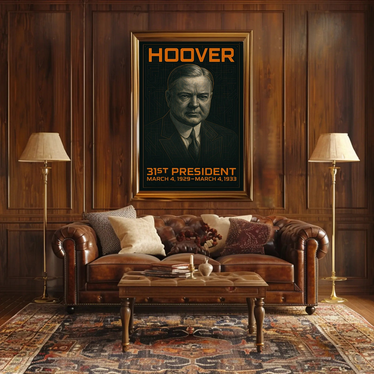 Herbert Hoover 31st President of the United States Techno Schematic Poster