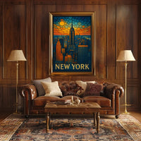 Digital Stained Glass NYC Poster Vibrant Modern Home Decor