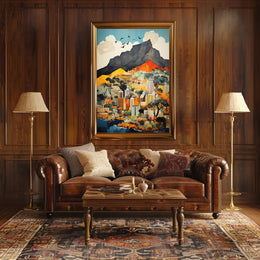 Vibrant Cityscape At The MountainS Edge Poster