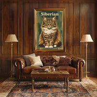 Siberian Cat Portrait Realistic Photography Poster