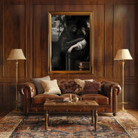 Lady and Wolf in Ornate Library Fantasy or Mythology Poster PosterGoat