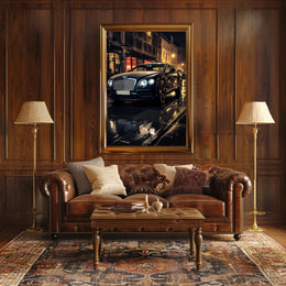 Luxury Car on a Rainy Night Poster PosterGoat
