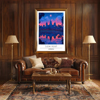 Angkor Wat Twilight Scene: Siem Reap Travel Poster