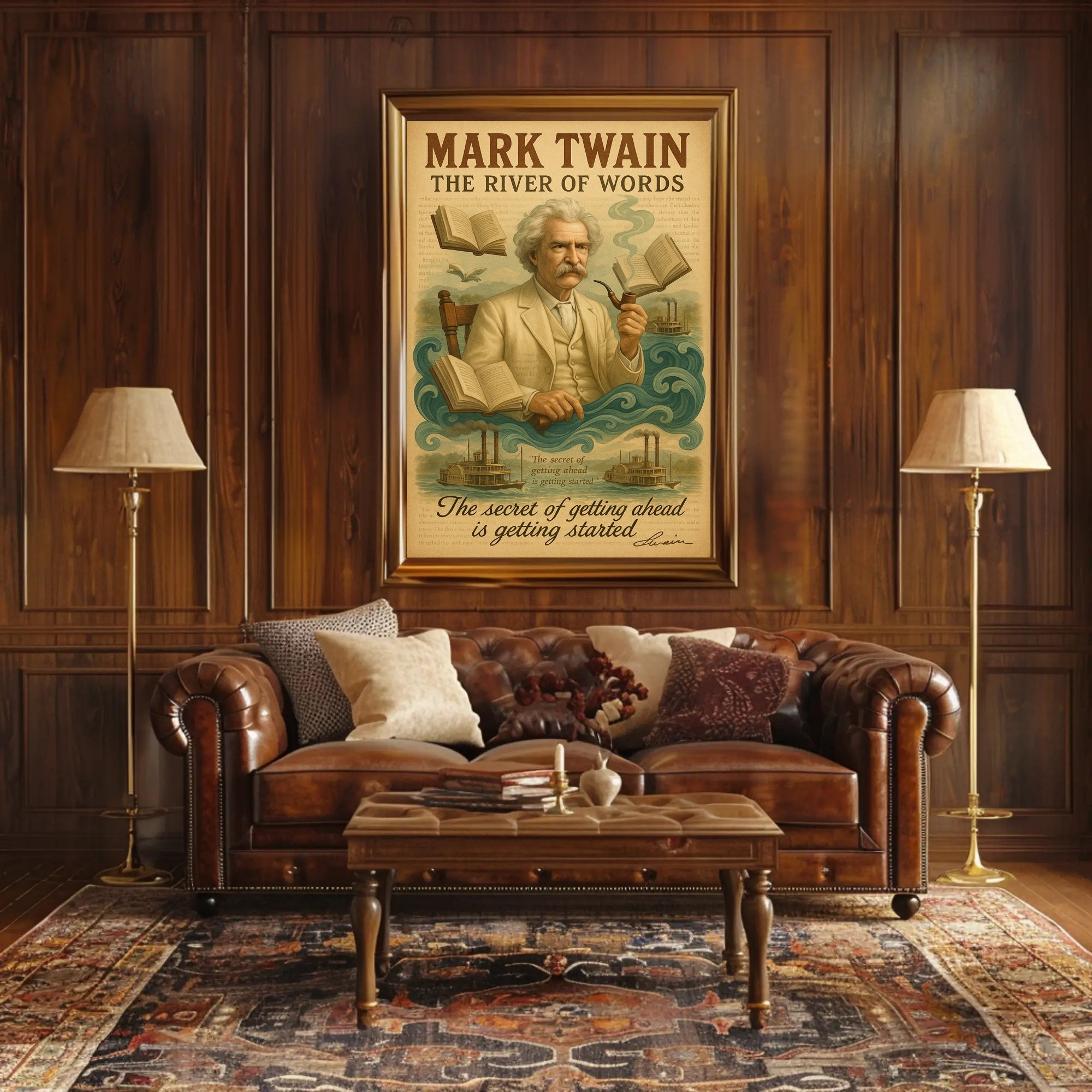 Mark Twain Inspirational River of Words Quote Motivational Poster PosterGoat