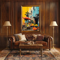 Tropical Market Scene in Vibrant Travel Poster