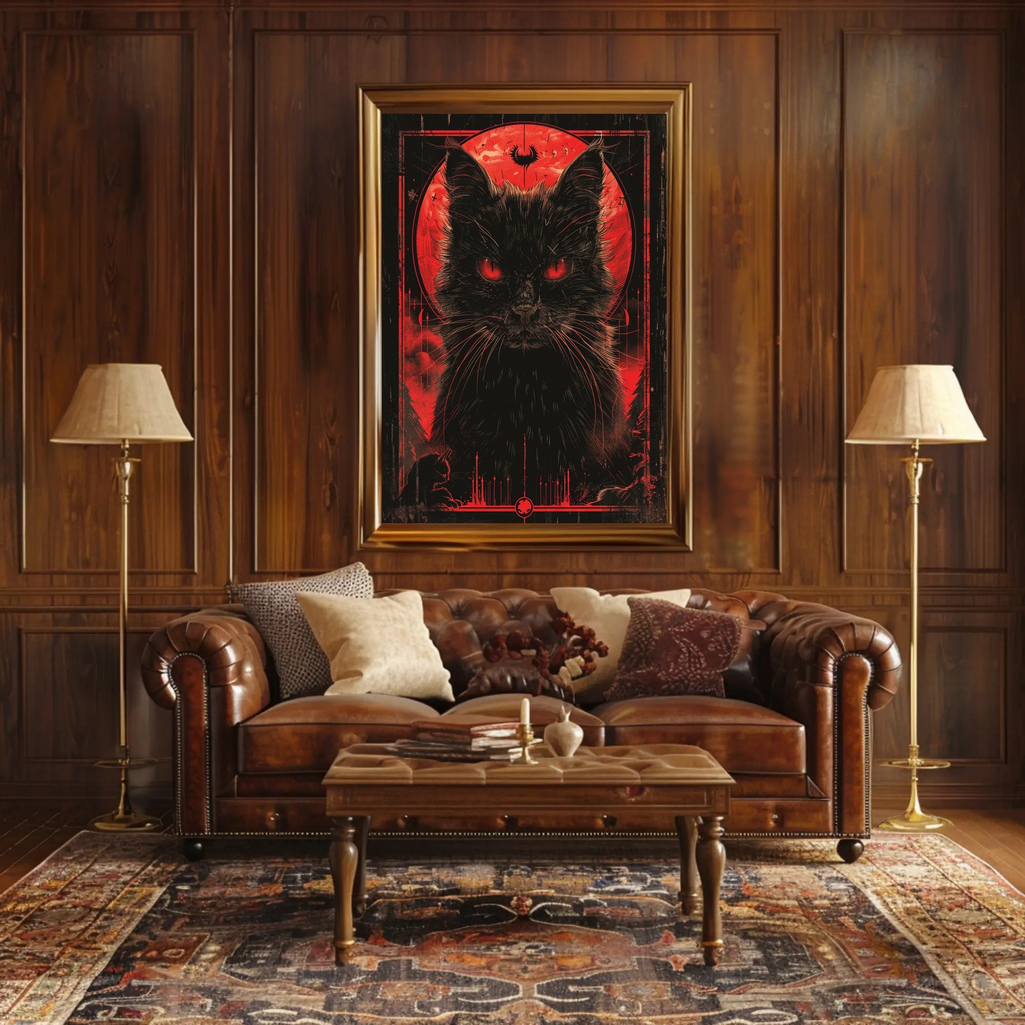 The Enigmatic Feline Art Print Poster for Home Decor and Cat Lovers PosterGoat