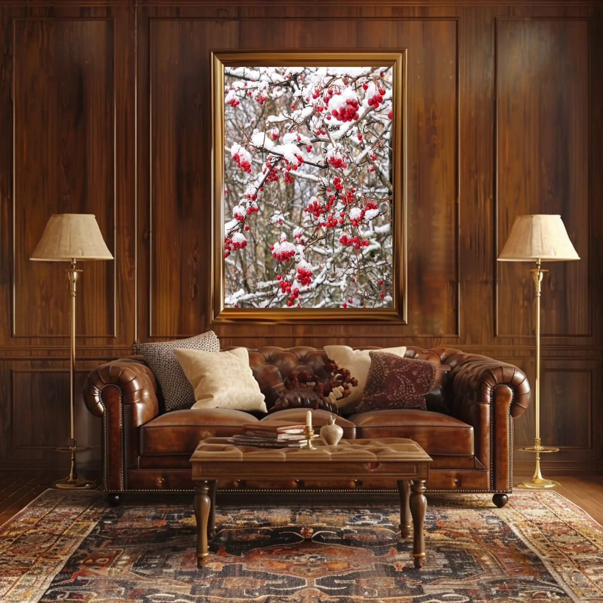 Wintry Red Berries Artwork - Abstract or Artistic Poster