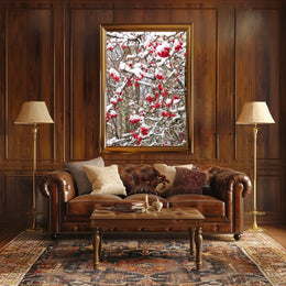 Wintry Red Berries Artwork - Abstract or Artistic Poster