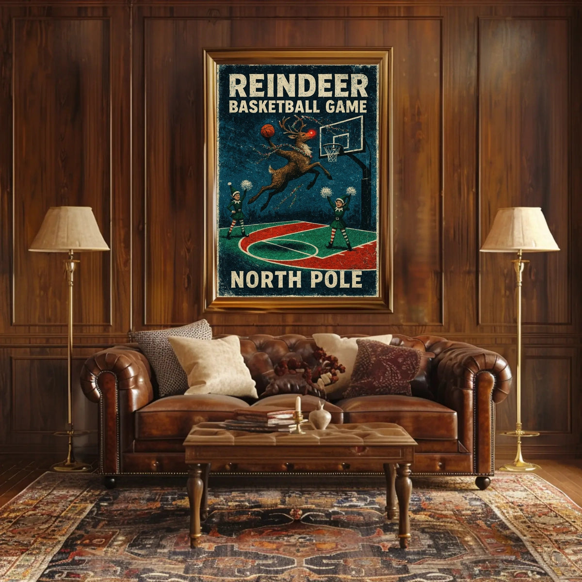 Reindeer Basketball Game At The North Poster