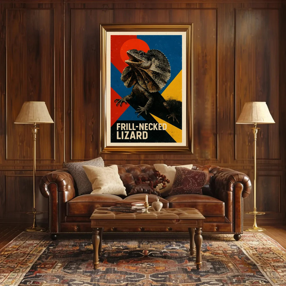 Frill-Neck Lizard Wildlife Art Poster