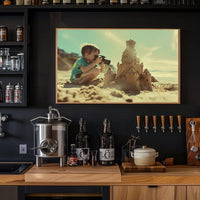 Nostalgic Beach Scene Sandcastle Photography Poster