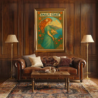 Amalfi Coast Art Nouveau Style Poster