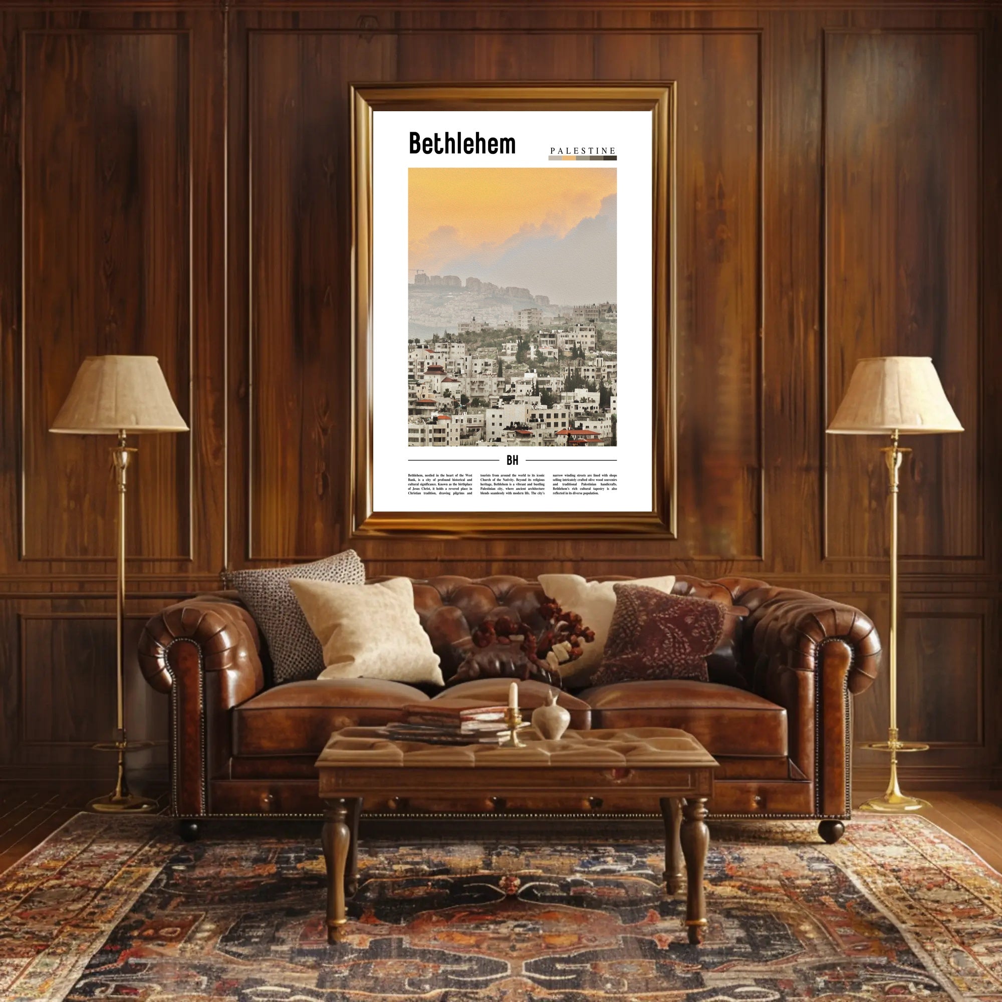 Bethlehem Urban Landscape with Middle Eastern Architecture Cityscape Poster PosterGoat