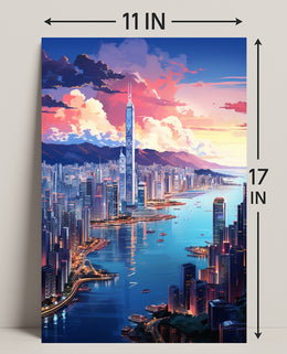 Cityscape At Sunset Poster