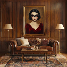 Woman in Red Dress Vintage Elegant Mysterious Poster