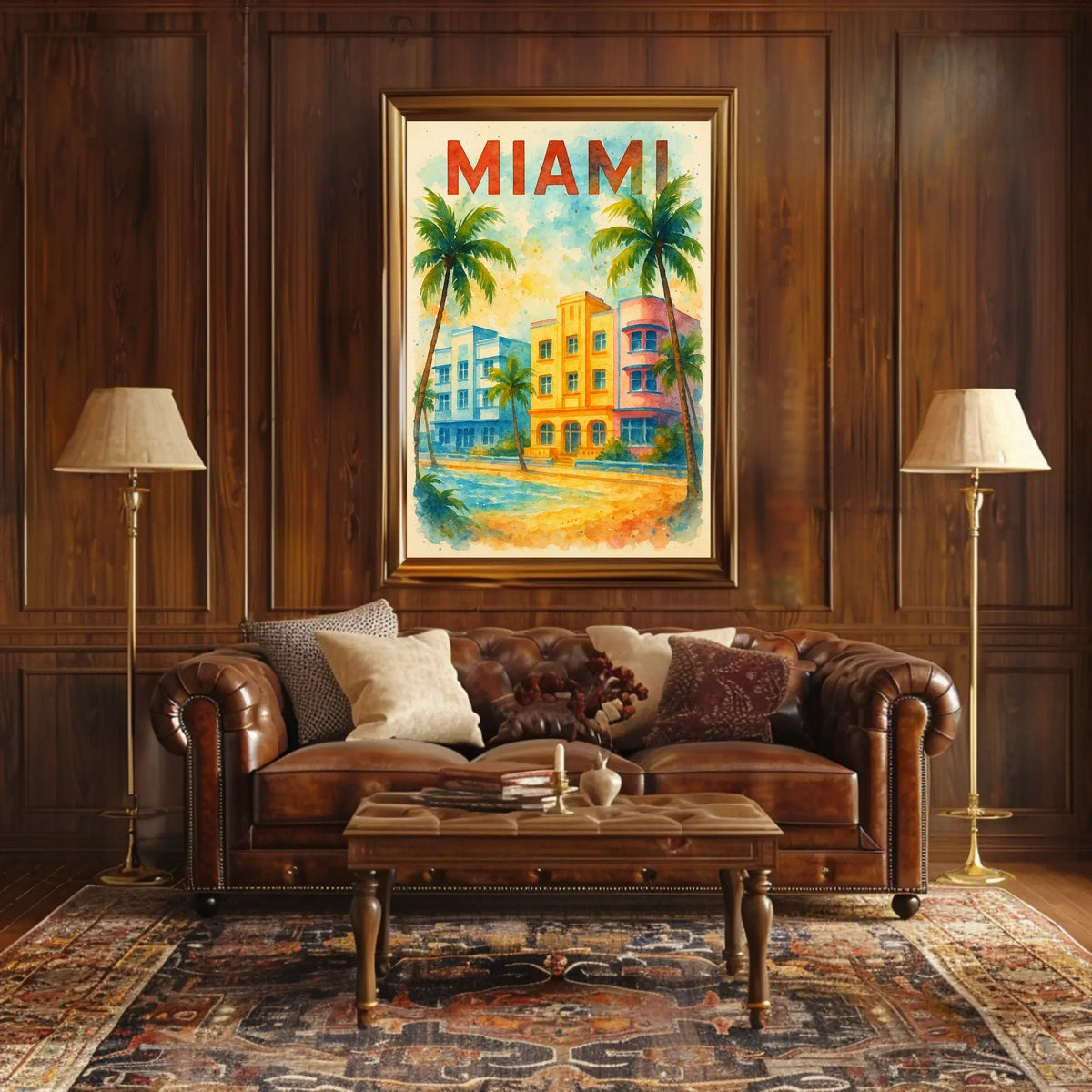 Vibrant Miami Art Deco Travel Poster
