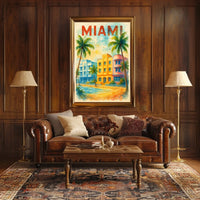 Vibrant Miami Art Deco Travel Poster
