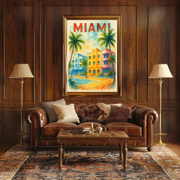 Vibrant Miami Art Deco Travel Poster