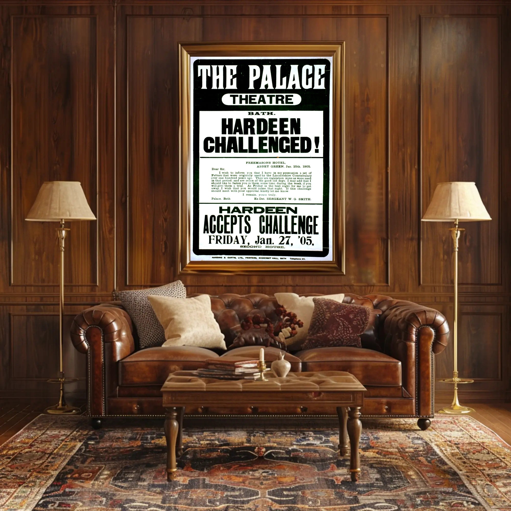 Hardeen Challenge Palace Theatre Bath Historical Poster
