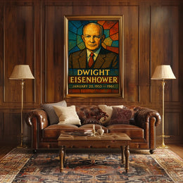Eisenhower Stained Glass Vintage Patriotic Poster