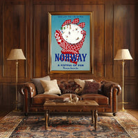 Vintage Norway Travel Poster with Nordic Skiing Adventure PosterGoat