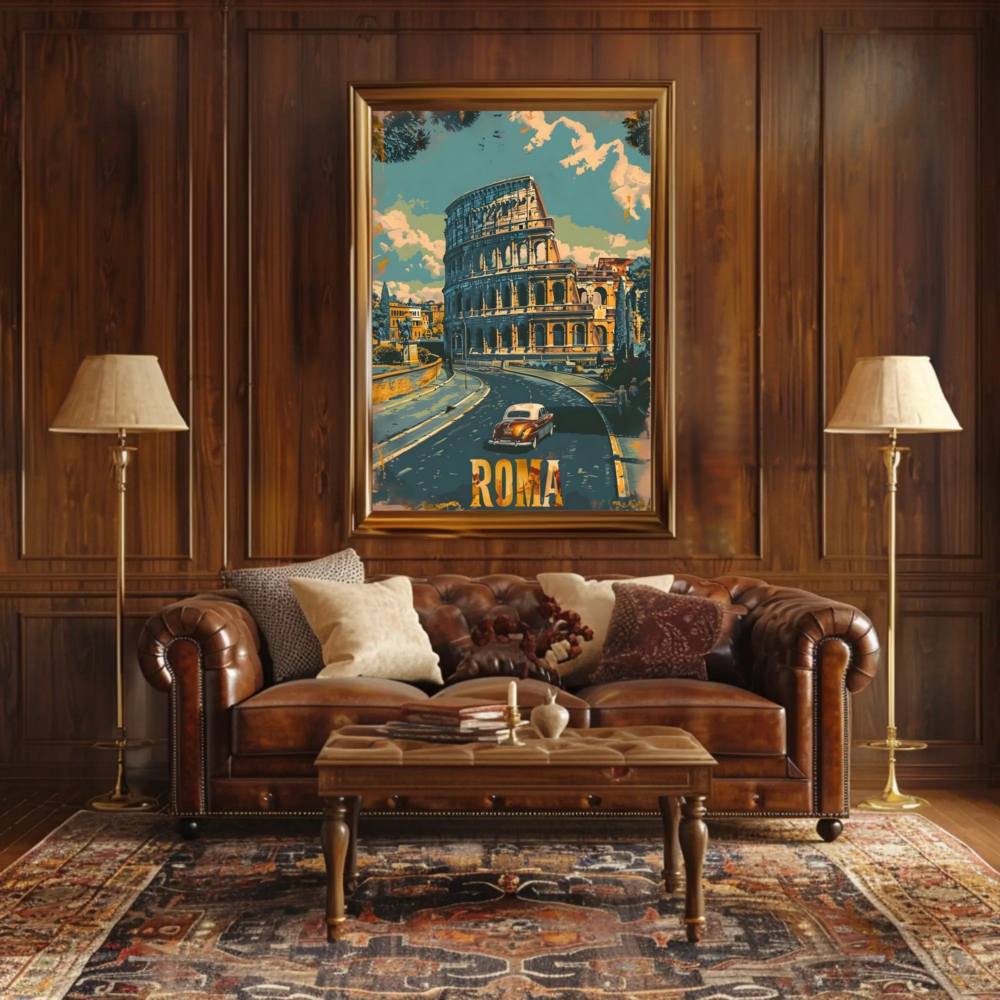 Vintage Rome Colosseum Mid-Century Travel Poster