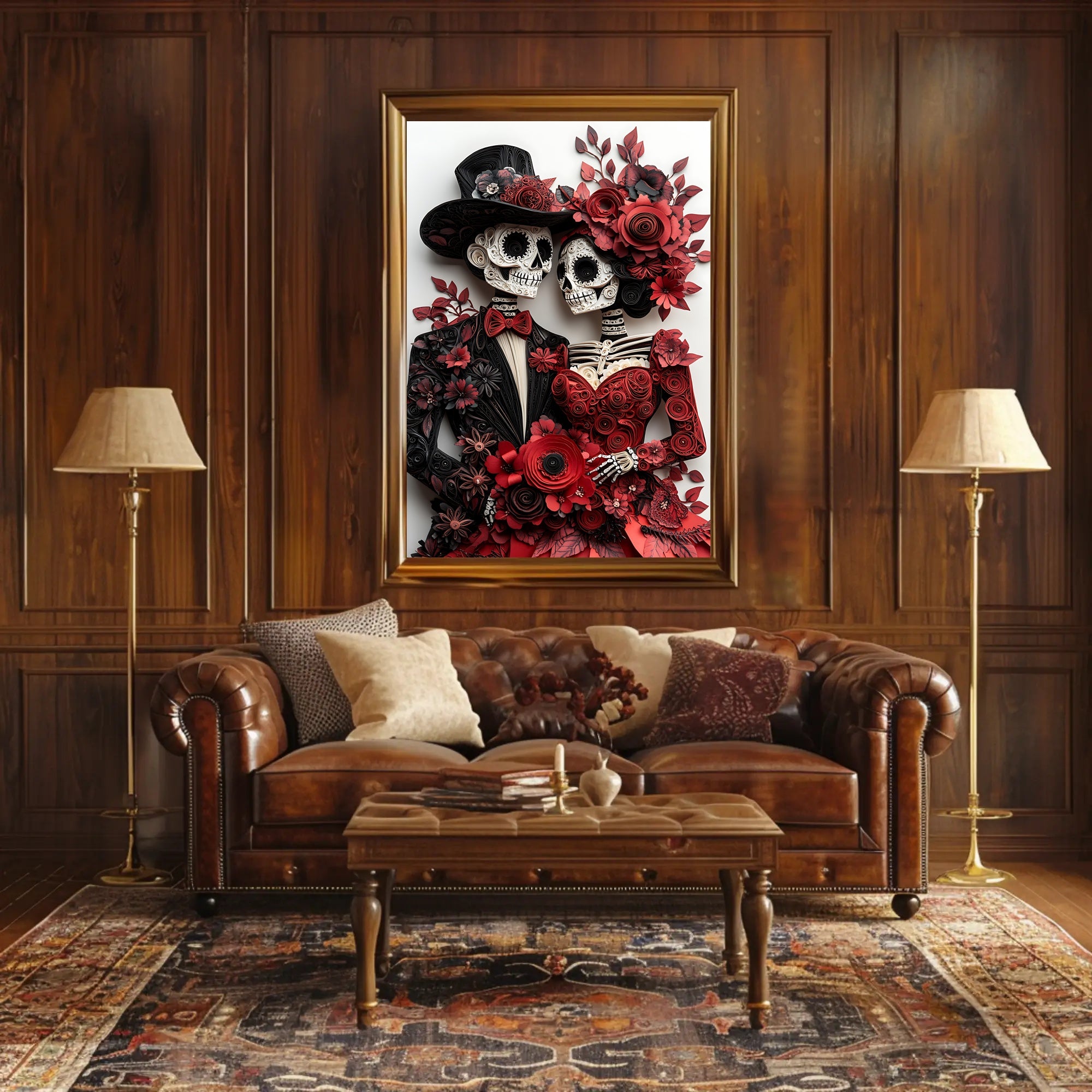 Día de los Muertos Quilling Art Poster - Cultural or Heritage Poster