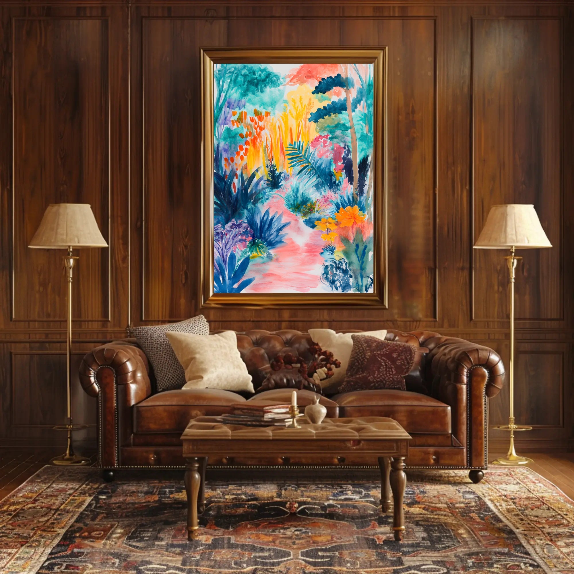 Vibrant Jungle Scene Abstract Artistic or Pop Culture Poster
