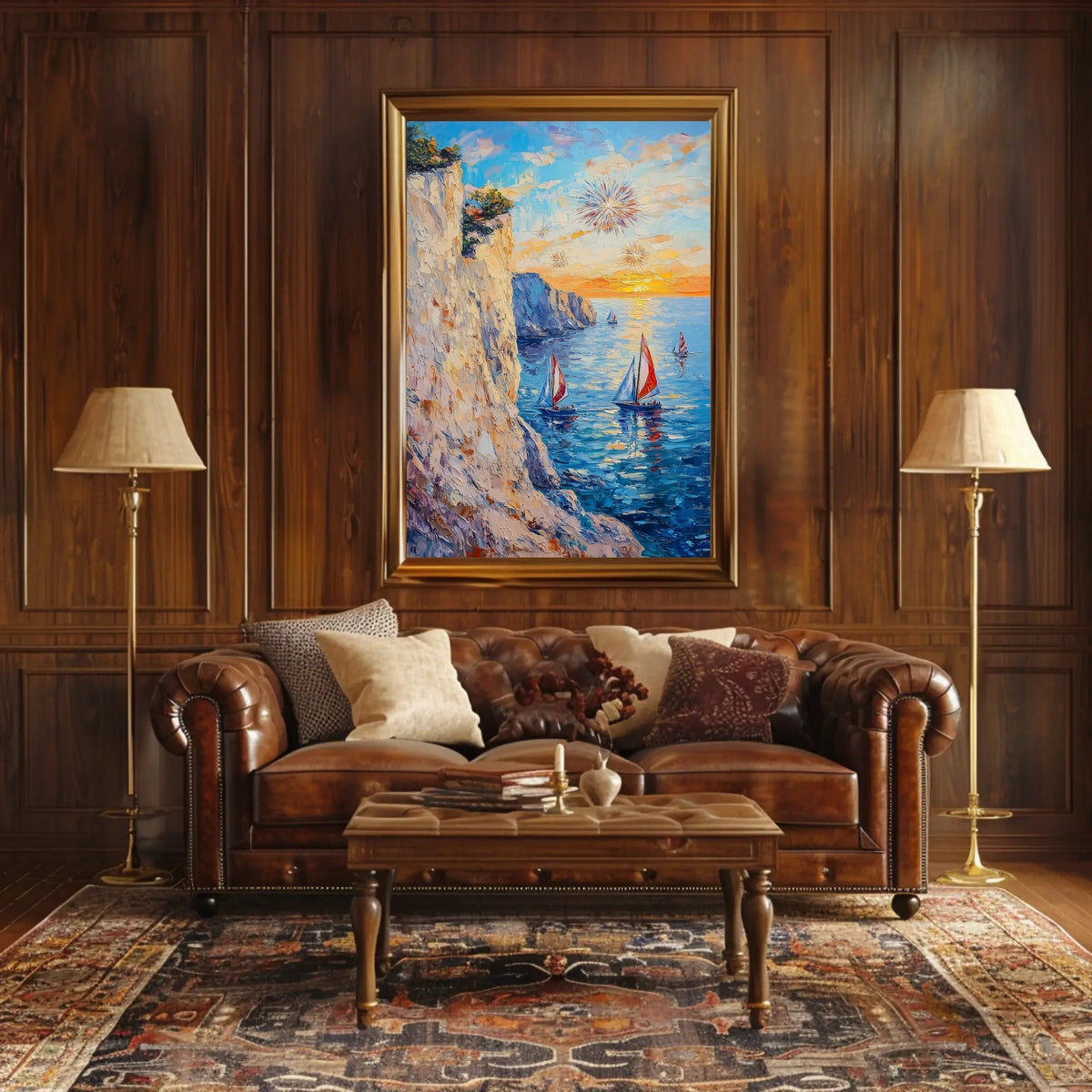 pixelmotion copyai 35099 Thick oil impasto painting of a coastal cl 5e7818ef ccf4ef9bde5b64623829Poster