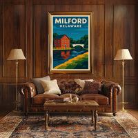 Milford Delaware Scenic Watercolor Wanderlust Poster