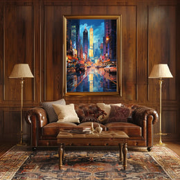 Energetic Nightlife In Modern City Poster Modern Wall Art