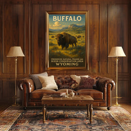 Buffalo Conservation Wyoming Scenic Wildlife Poster