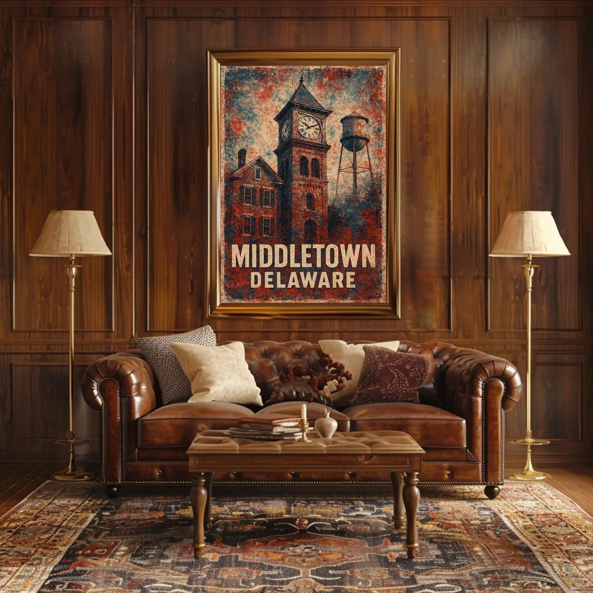 Middletown Americana Vintage Cityscape Poster