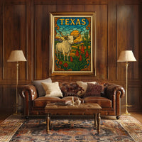 Texas Stained Glass Landscape Poster