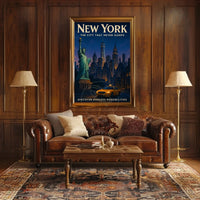 New York City Skyline with Statue of Liberty Urban Poster