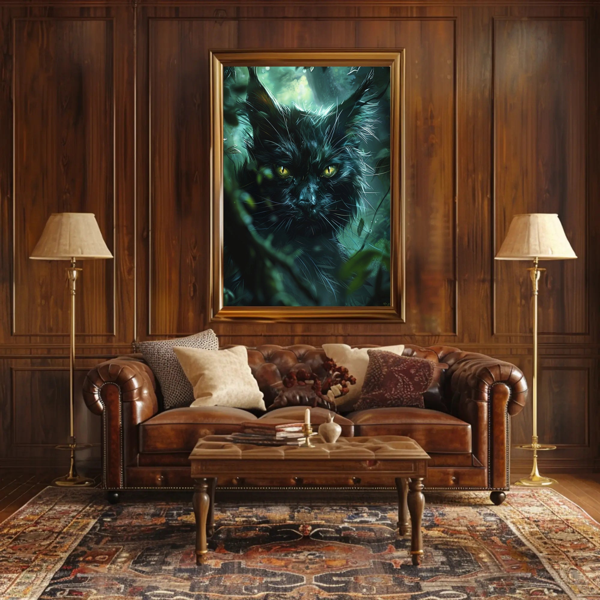 Enigmatic Forest Feline Art Print Poster Decor PosterGoat