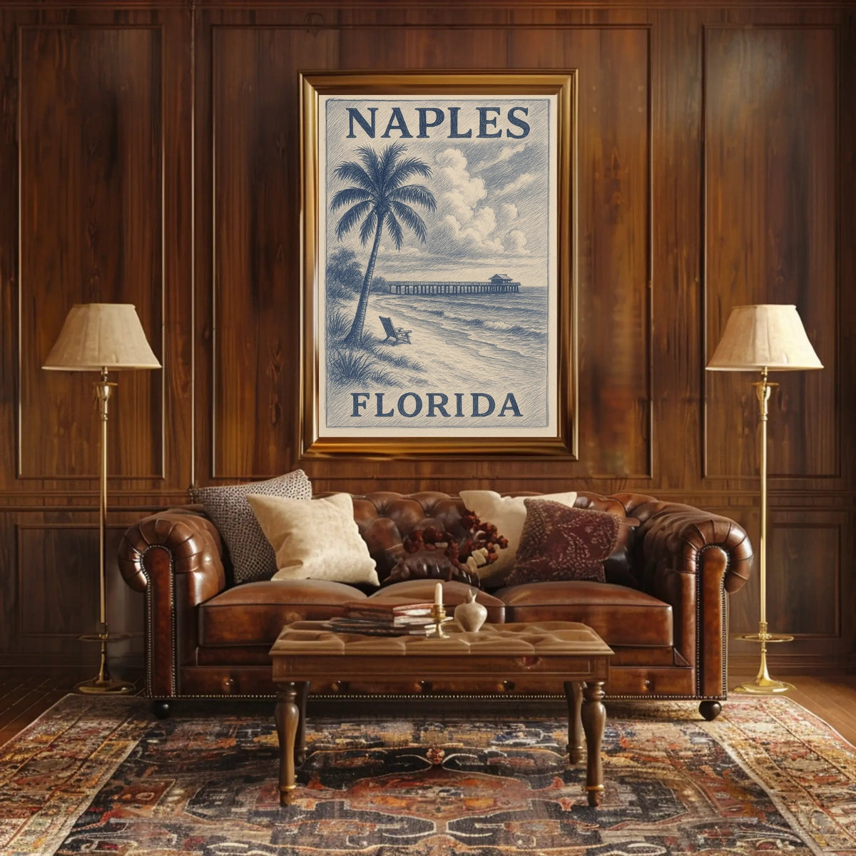 Naples Florida Poster Wall Art 18x24 Gulf Coast Beach Town