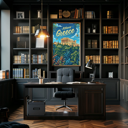 Athens Greece Ancient Acropolis View Travel Poster
