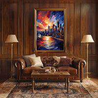 Vivid Cityscape At Sunset Poster