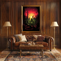 Dystopian Sunset: Rebellion in Ruins Futuristic Sci-Fi Poster