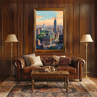 New York Sunset Cityscape Skyline Poster Modern Wall Art